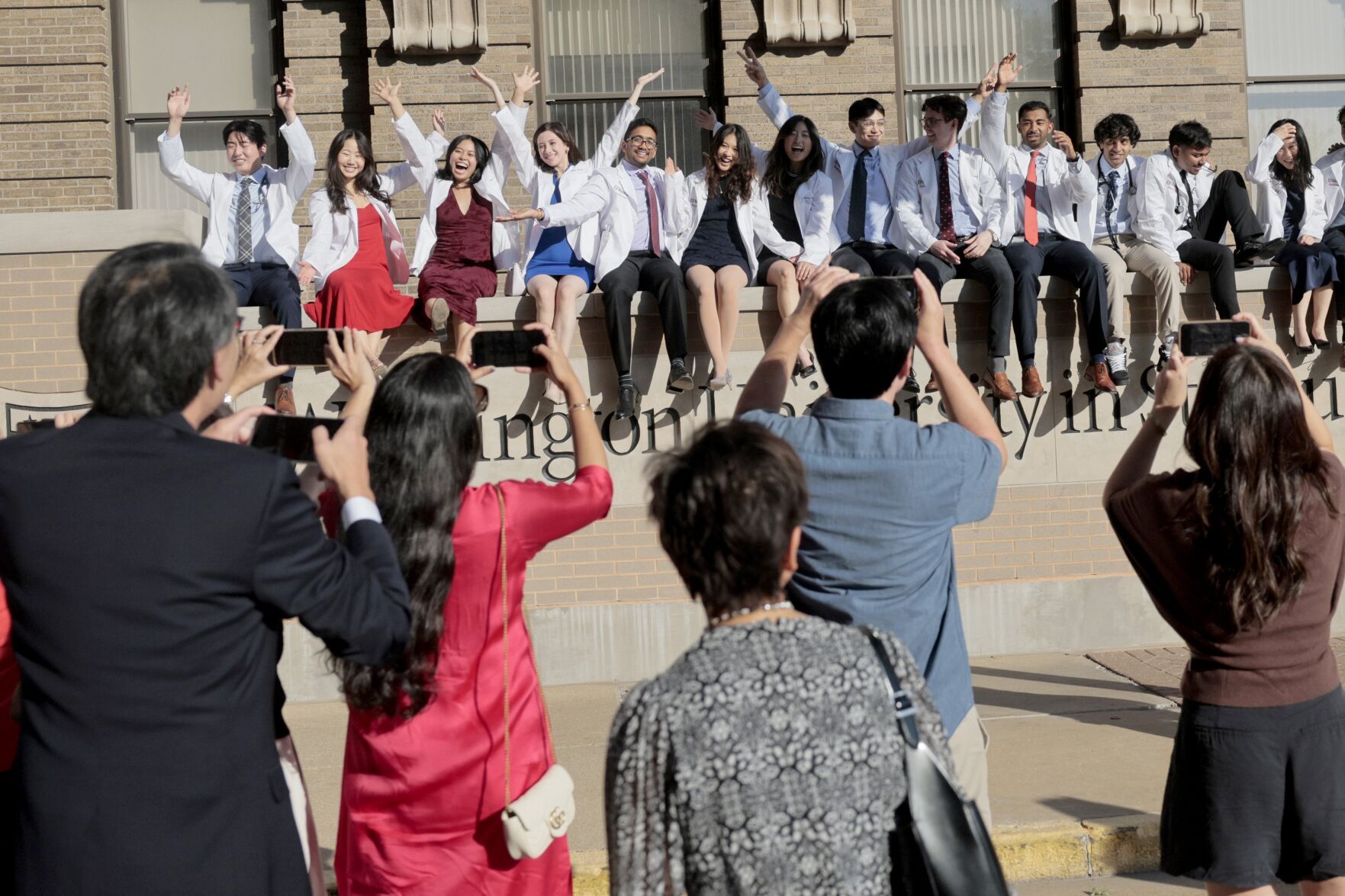 First year medical students celebrate receiving white coats